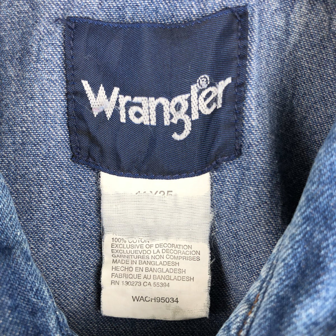 Vintage 90'S Wrangler Long Sleeve Denim Western Shirt, Men's Size XL cotton navy blue type Vintage Second Hand