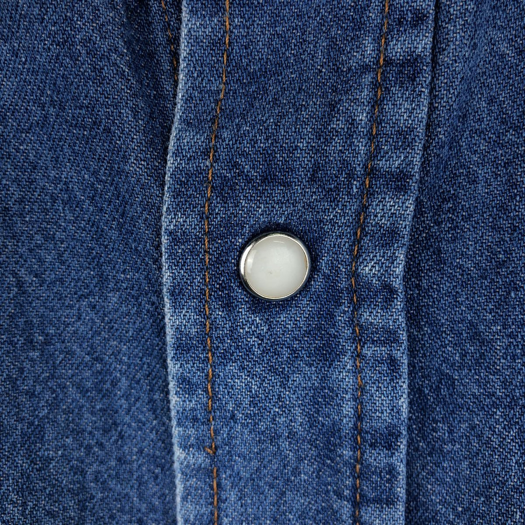 Vintage 90'S Wrangler Long Sleeve Denim Western Shirt, Men's Size XL cotton navy blue type Vintage Second Hand
