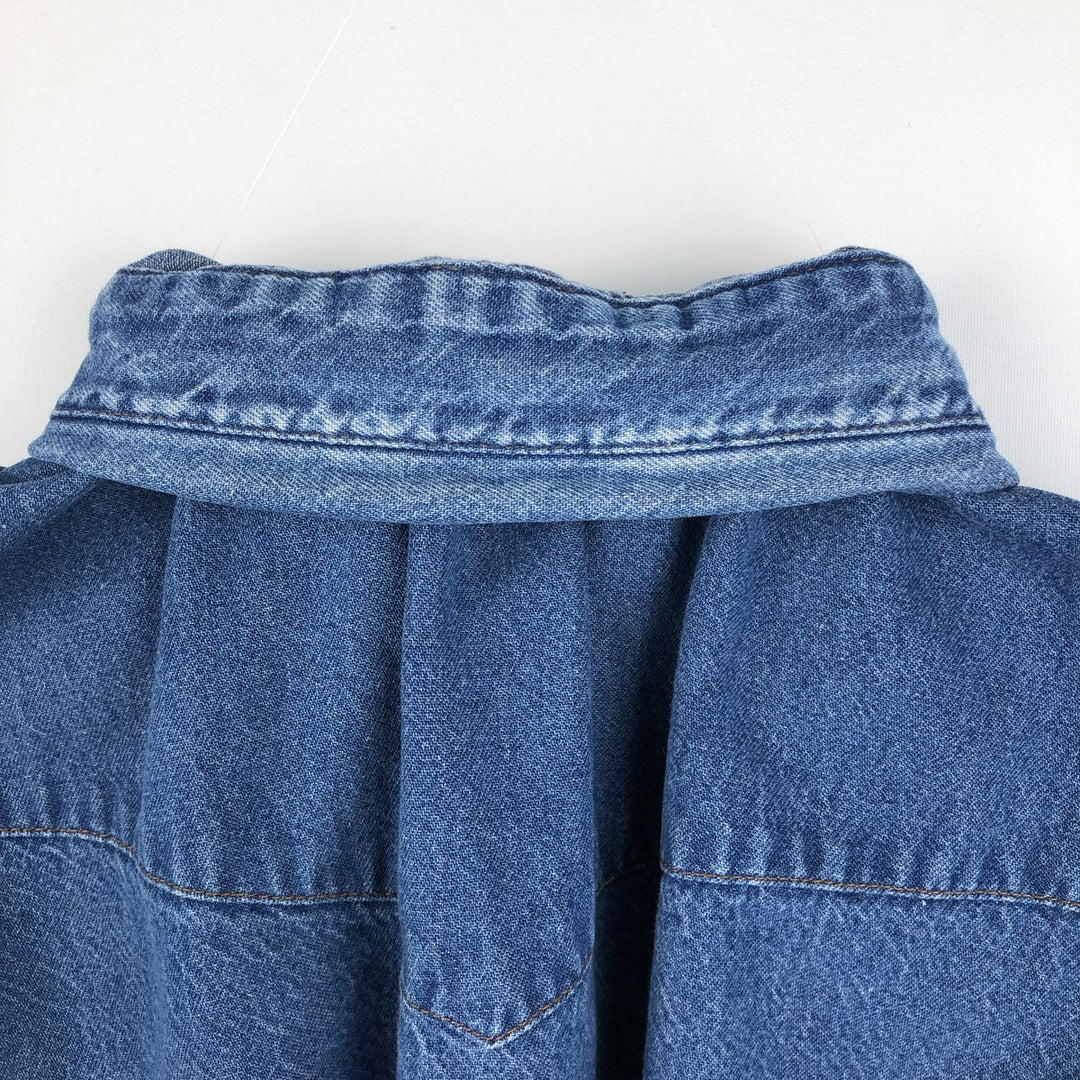 Vintage 90'S Wrangler Long Sleeve Denim Western Shirt, Men's Size XL cotton navy blue type Vintage Second Hand
