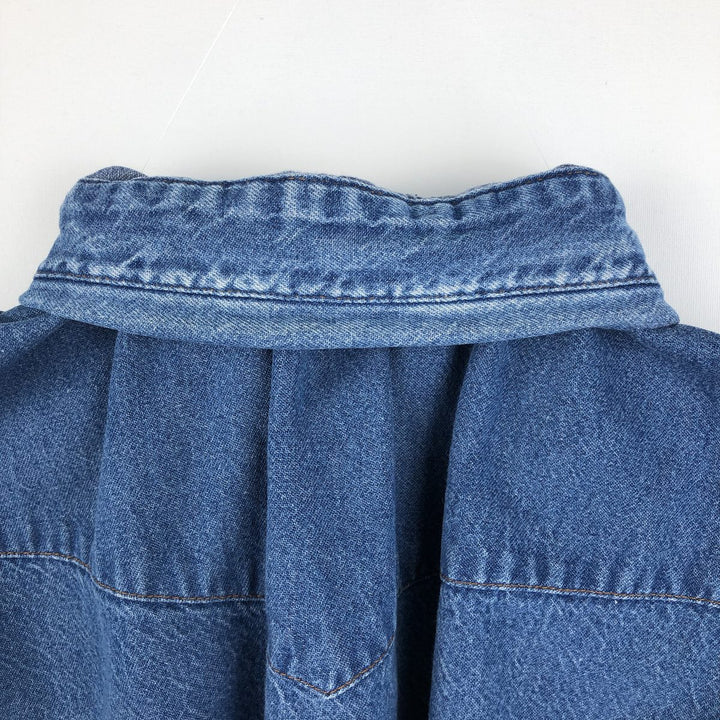 Vintage 90'S Wrangler Long Sleeve Denim Western Shirt, Men's Size XL cotton navy blue type Vintage Second Hand