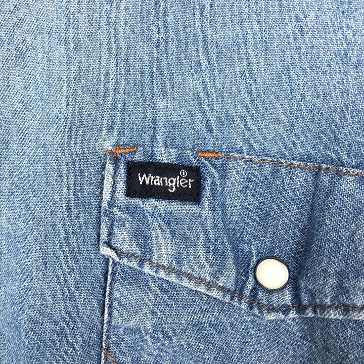 Wrangler Long Sleeve Denim Western Shirt, Men's Size L unclear blue type Vintage Second Hand