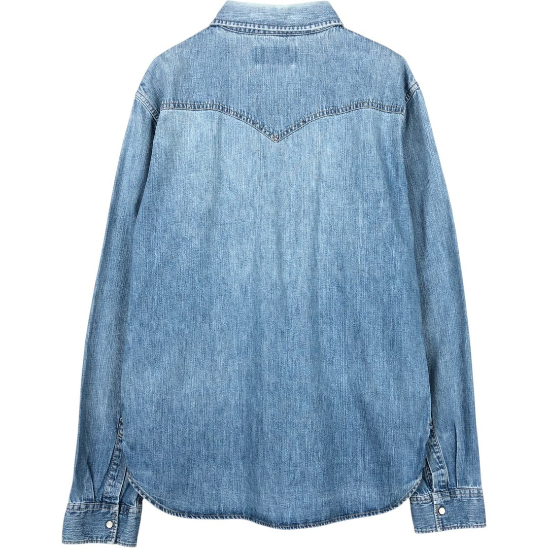 Levi's Long-Sleeve Denim Western Shirt, Men's Size L (approx.) cotton blue type Vintage Second Hand