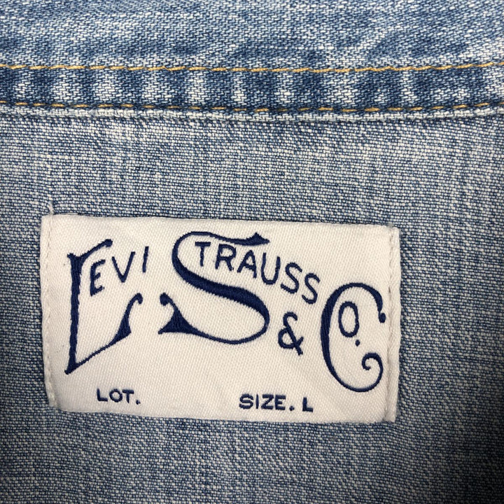 Levi's Long-Sleeve Denim Western Shirt, Men's Size L (approx.) cotton blue type Vintage Second Hand