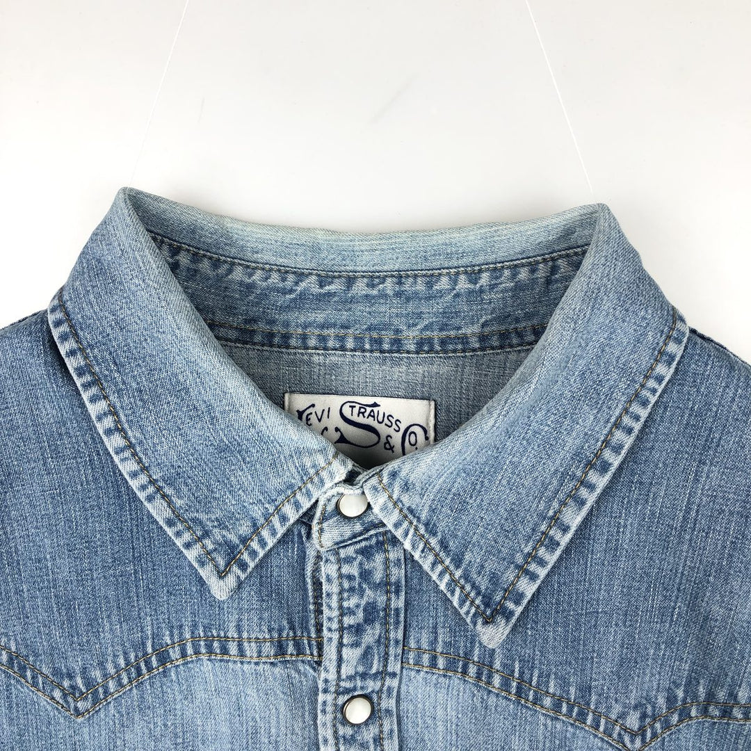 Levi's Long-Sleeve Denim Western Shirt, Men's Size L (approx.) cotton blue type Vintage Second Hand