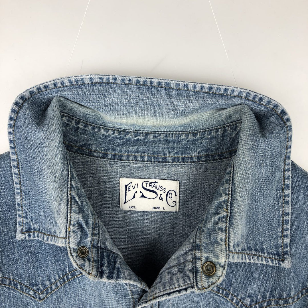 Levi's Long-Sleeve Denim Western Shirt, Men's Size L (approx.) cotton blue type Vintage Second Hand