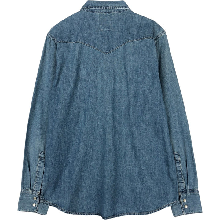 Levi's Long-Sleeve Denim Western Shirt, Men's Size M (approx.) cotton blue type Vintage Second Hand
