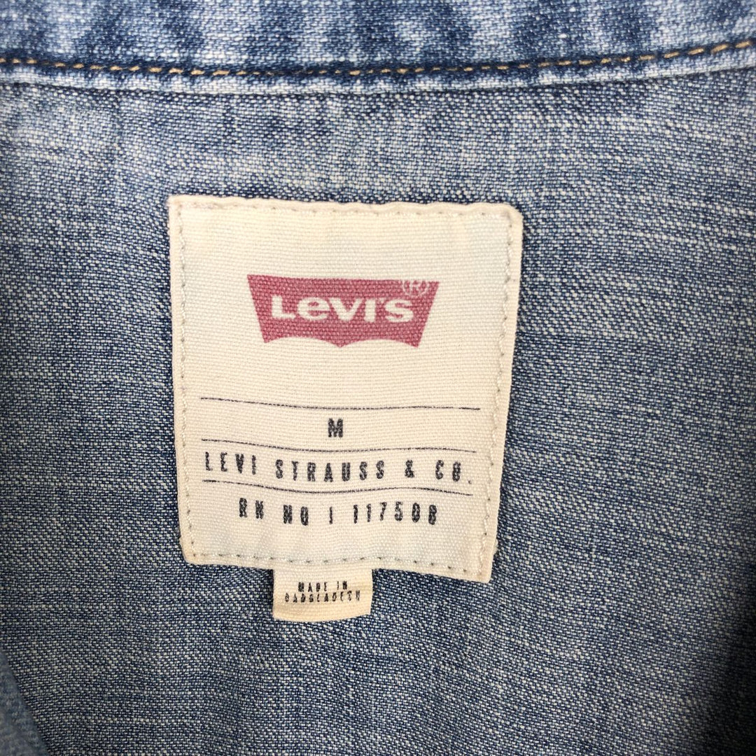 Levi's Long-Sleeve Denim Western Shirt, Men's Size M (approx.) cotton blue type Vintage Second Hand