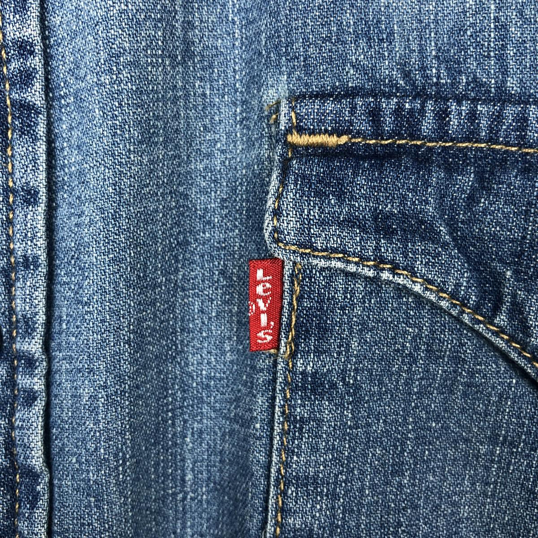 Levi's Long-Sleeve Denim Western Shirt, Men's Size M (approx.) cotton blue type Vintage Second Hand