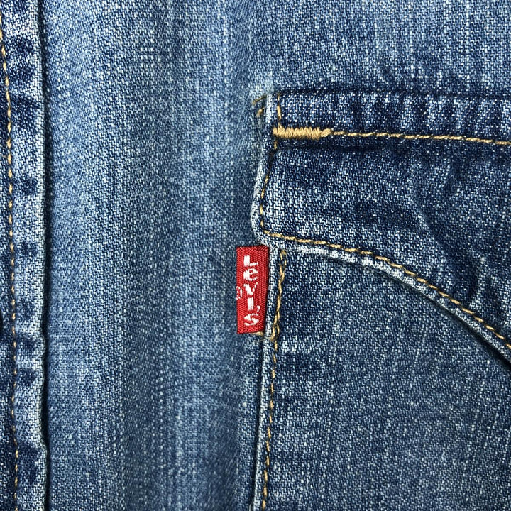 Levi's Long-Sleeve Denim Western Shirt, Men's Size M (approx.) cotton blue type Vintage Second Hand