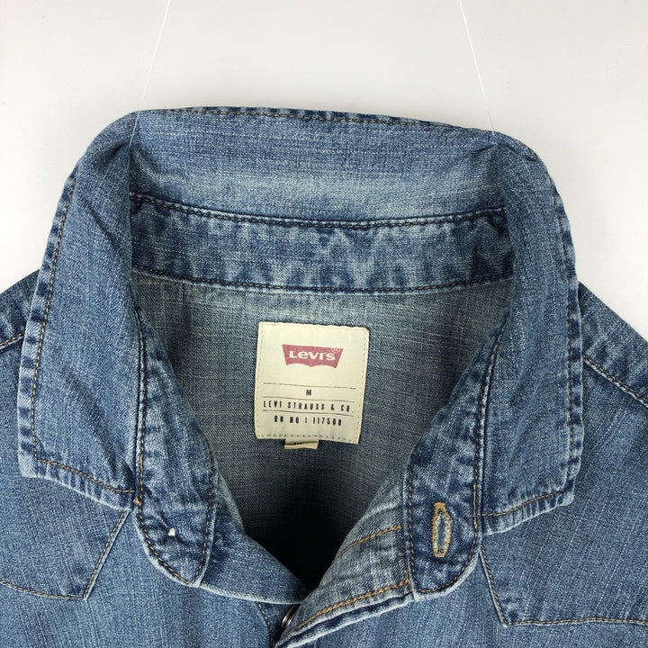 Levi's Long-Sleeve Denim Western Shirt, Men's Size M (approx.) cotton blue type Vintage Second Hand