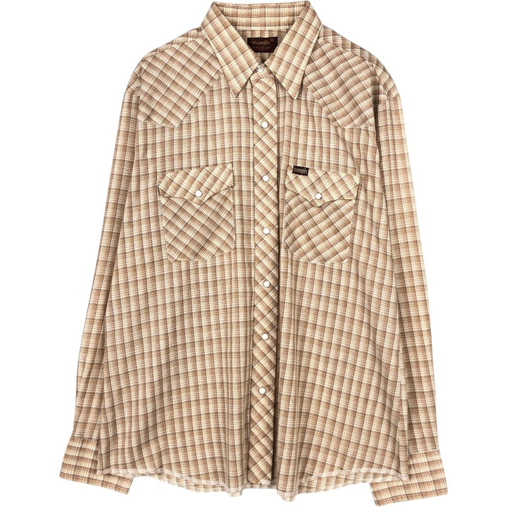 Wrangler all-over print long-sleeve Western shirt, made in USA, men's size XL. unclear Beige type Vintage Second Hand
