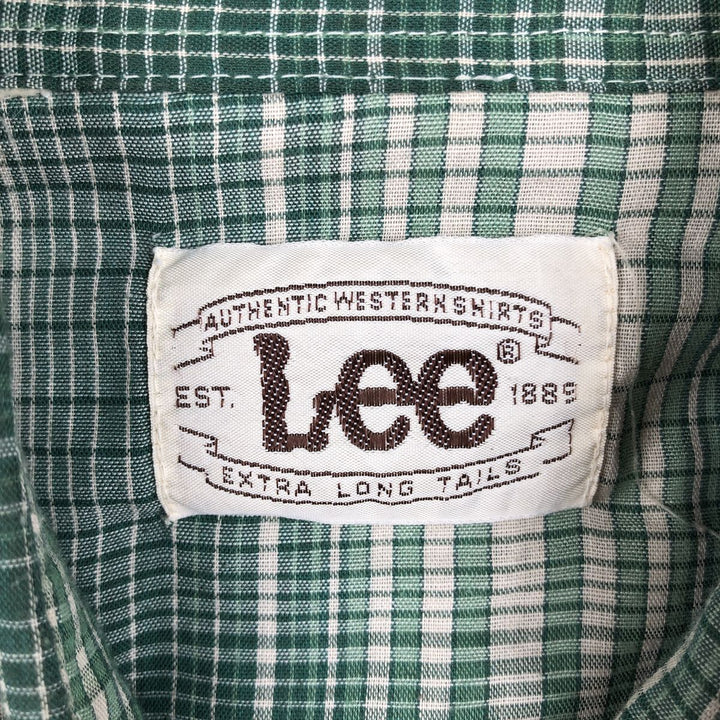80'S Lee Check Pattern Long-Sleeve Western Shirt, Men's Size XL (approx.) unclear green type Vintage Second Hand
