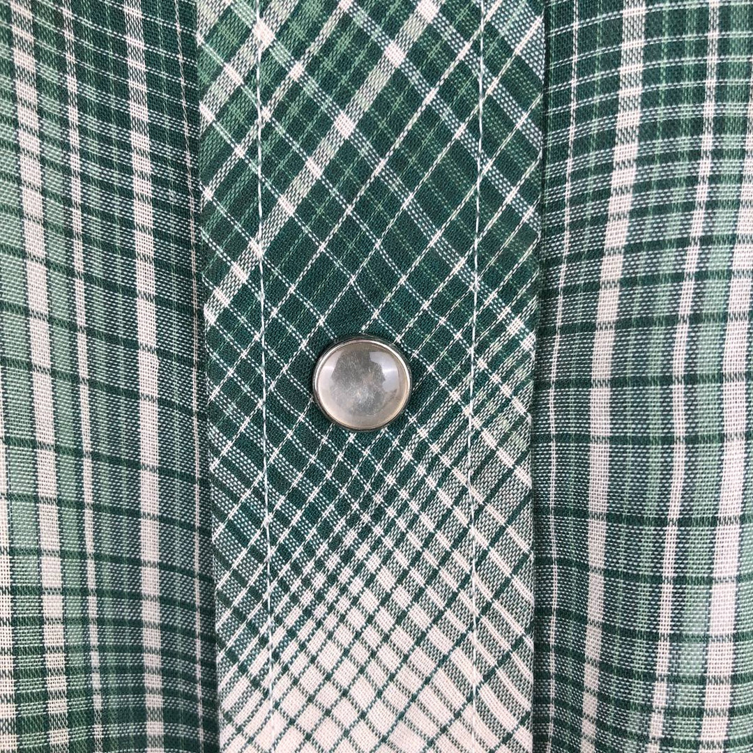 80'S Lee Check Pattern Long-Sleeve Western Shirt, Men's Size XL (approx.) unclear green type Vintage Second Hand