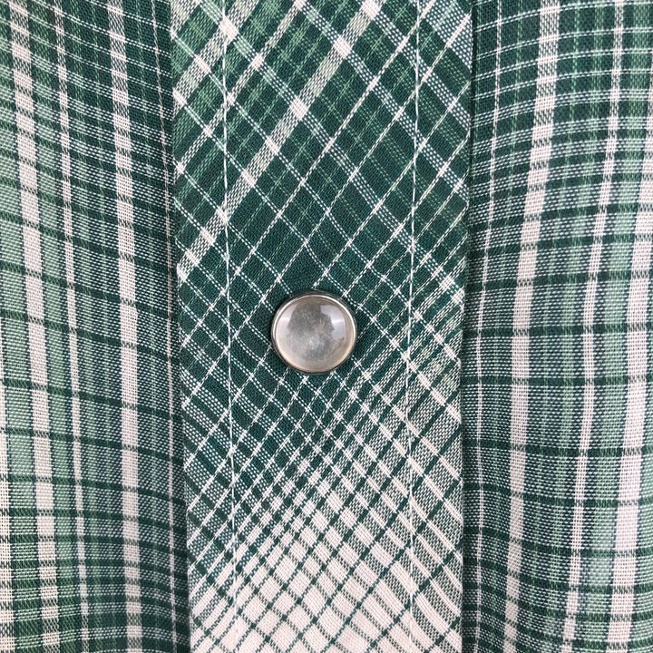 80'S Lee Check Pattern Long-Sleeve Western Shirt, Men's Size XL (approx.) unclear green type Vintage Second Hand