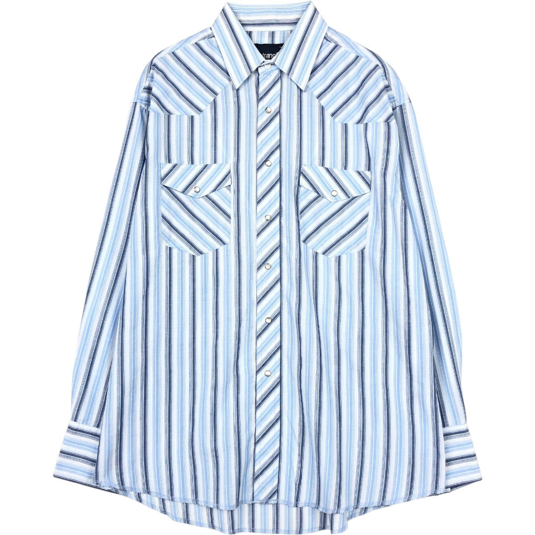 Wrangler Stripe Pattern Long-Sleeve Western Shirt, Men's Size XL (approx.) unclear Blue type light blue Vintage Second Hand