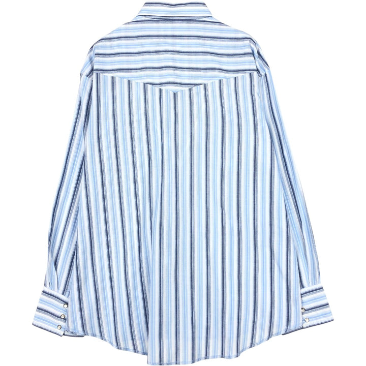 Wrangler Stripe Pattern Long-Sleeve Western Shirt, Men's Size XL (approx.) unclear Blue type light blue Vintage Second Hand