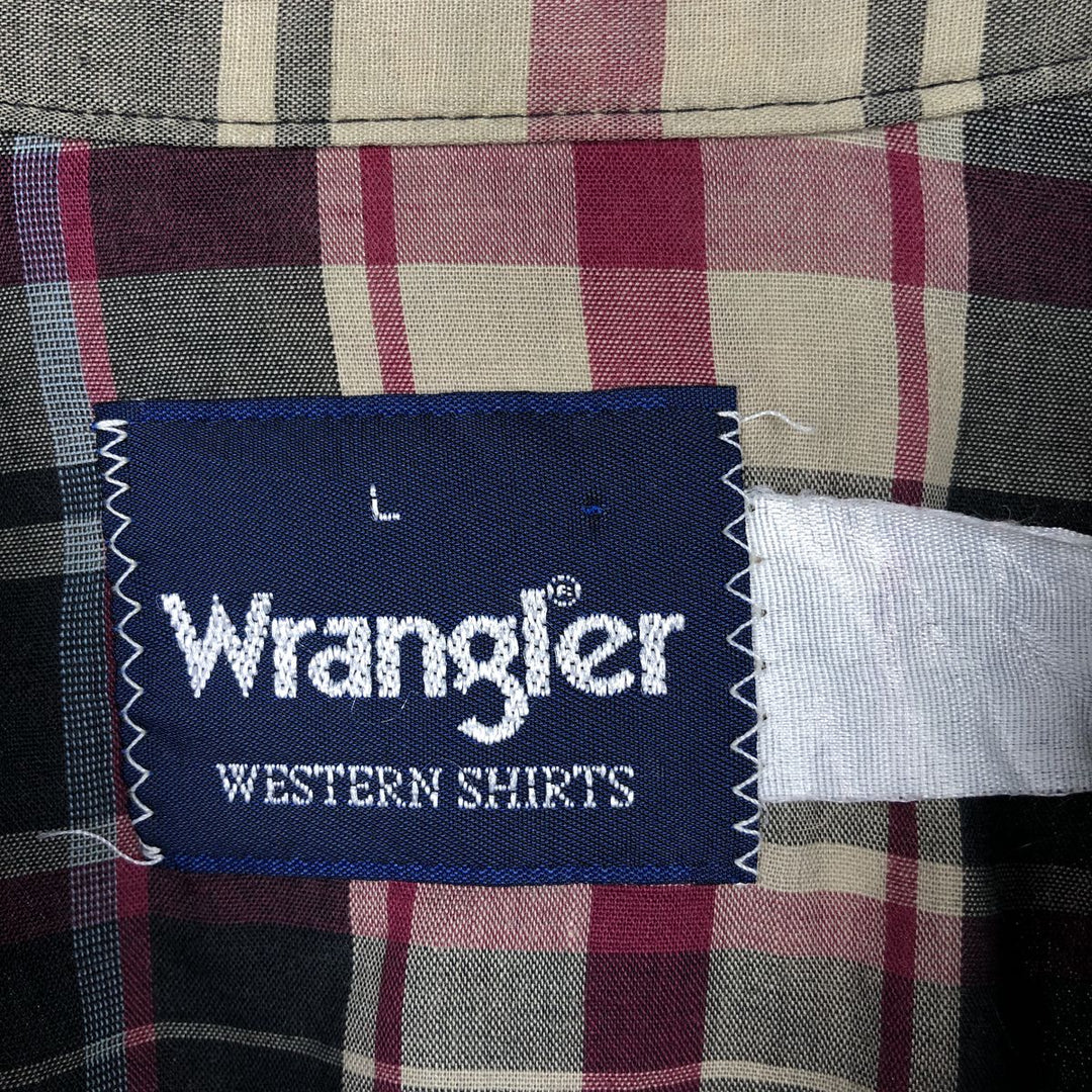 Wrangler Western Shirts, Check Pattern, Long Sleeve, Men's Size L (approx.) unclear red type Vintage Second Hand