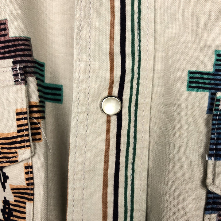 1980'S Wrangler Western Shirt, all-over print, long-sleeved, men's size XL (approx.) unclear Beige type Vintage Second Hand