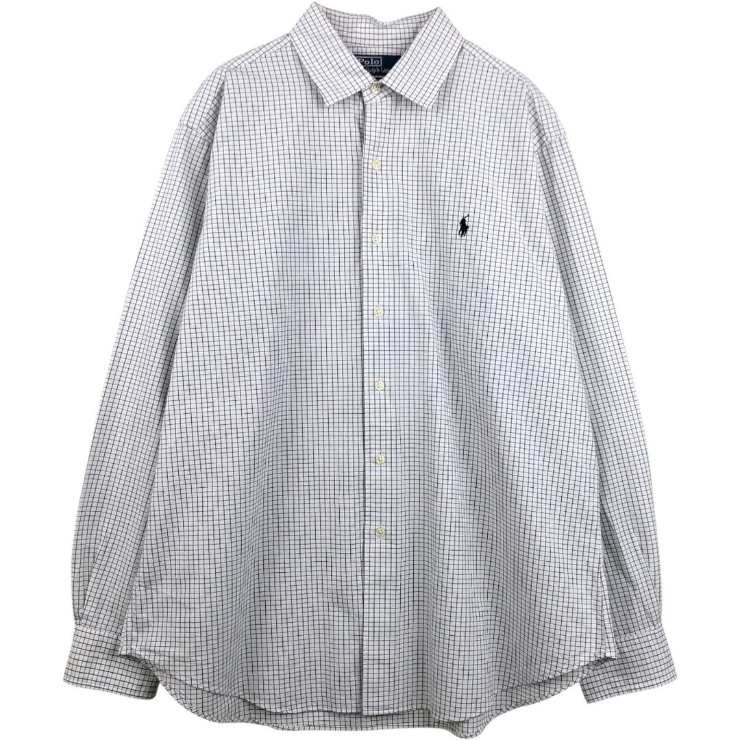 Ralph Lauren POLO by Ralph Lauren long sleeve cotton check shirt, men's XL size cotton black type Vintage Second Hand