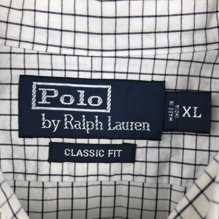 Ralph Lauren POLO by Ralph Lauren long sleeve cotton check shirt, men's XL size cotton black type Vintage Second Hand