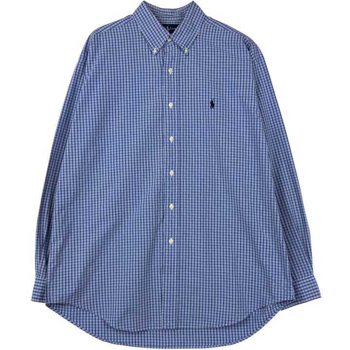 Ralph Lauren BLAKE long sleeve button down check shirt, men's size L cotton blue type Vintage Second Hand