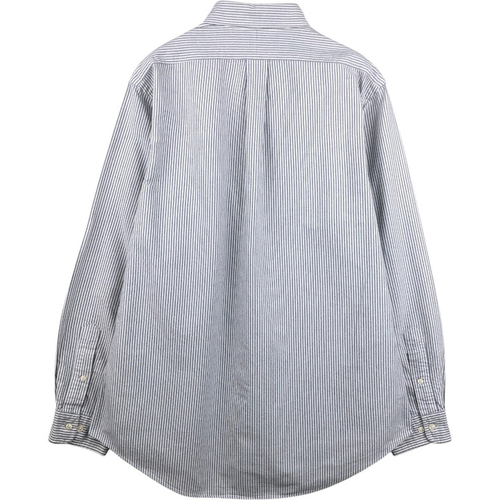 Ralph Lauren CUSTOM FIT Long-Sleeve Button-Down Striped Shirt, Men's Size L (Equivalent), Oxford Fabric cotton gray type Vintage Second Hand