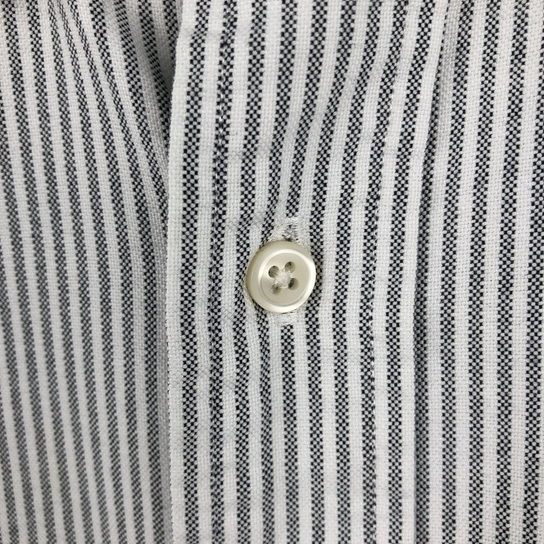 Ralph Lauren CUSTOM FIT Long-Sleeve Button-Down Striped Shirt, Men's Size L (Equivalent), Oxford Fabric cotton gray type Vintage Second Hand