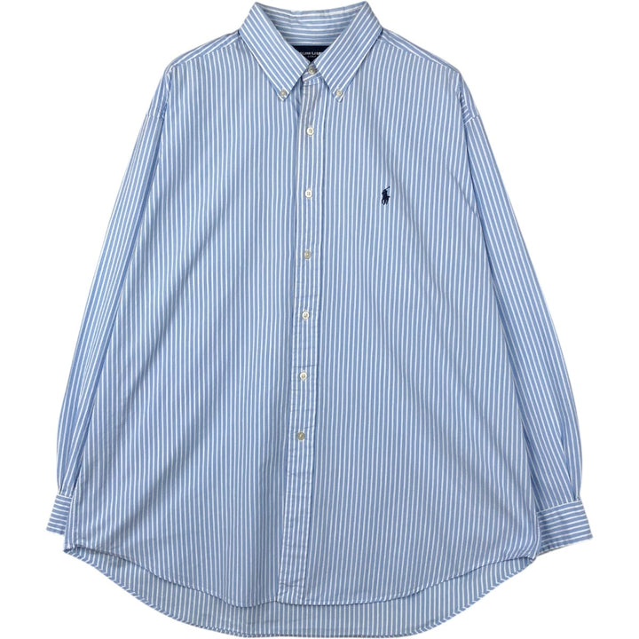 Ralph Lauren Golf Long-Sleeve Button-Down Striped Shirt, Men's Size XL (approx.) cotton Blue type light blue Vintage Second Hand