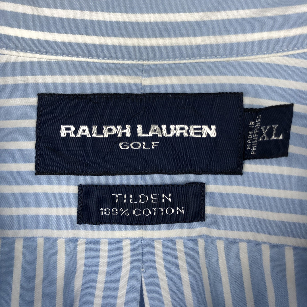 Ralph Lauren Golf Long-Sleeve Button-Down Striped Shirt, Men's Size XL (approx.) cotton Blue type light blue Vintage Second Hand