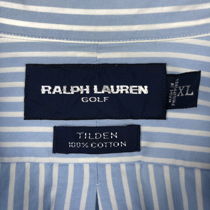 Ralph Lauren Golf Long-Sleeve Button-Down Striped Shirt, Men's Size XL (approx.) cotton Blue type light blue Vintage Second Hand