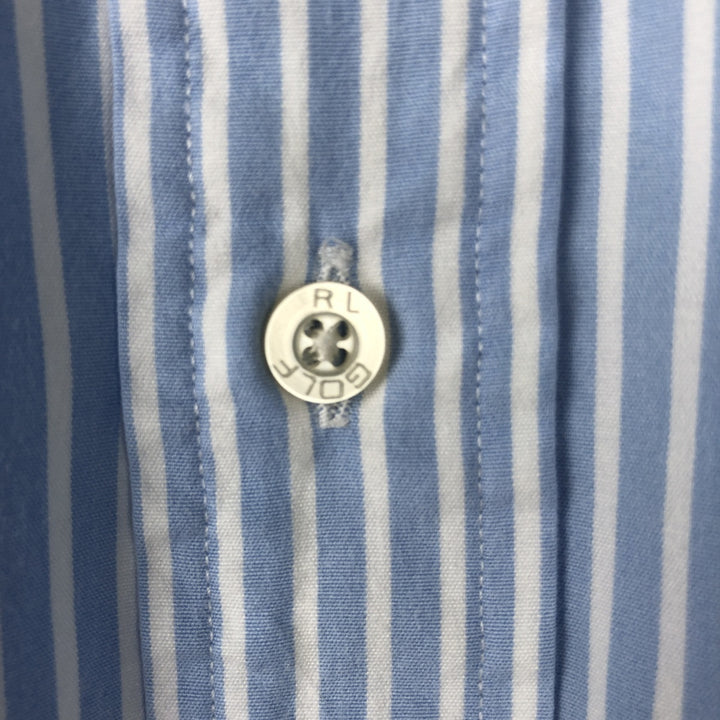 Ralph Lauren Golf Long-Sleeve Button-Down Striped Shirt, Men's Size XL (approx.) cotton Blue type light blue Vintage Second Hand