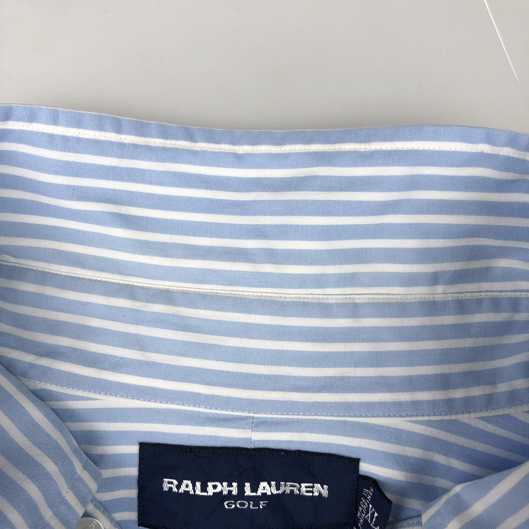 Ralph Lauren Golf Long-Sleeve Button-Down Striped Shirt, Men's Size XL (approx.) cotton Blue type light blue Vintage Second Hand