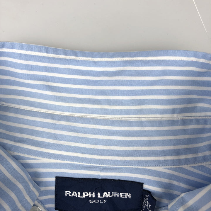 Ralph Lauren Golf Long-Sleeve Button-Down Striped Shirt, Men's Size XL (approx.) cotton Blue type light blue Vintage Second Hand