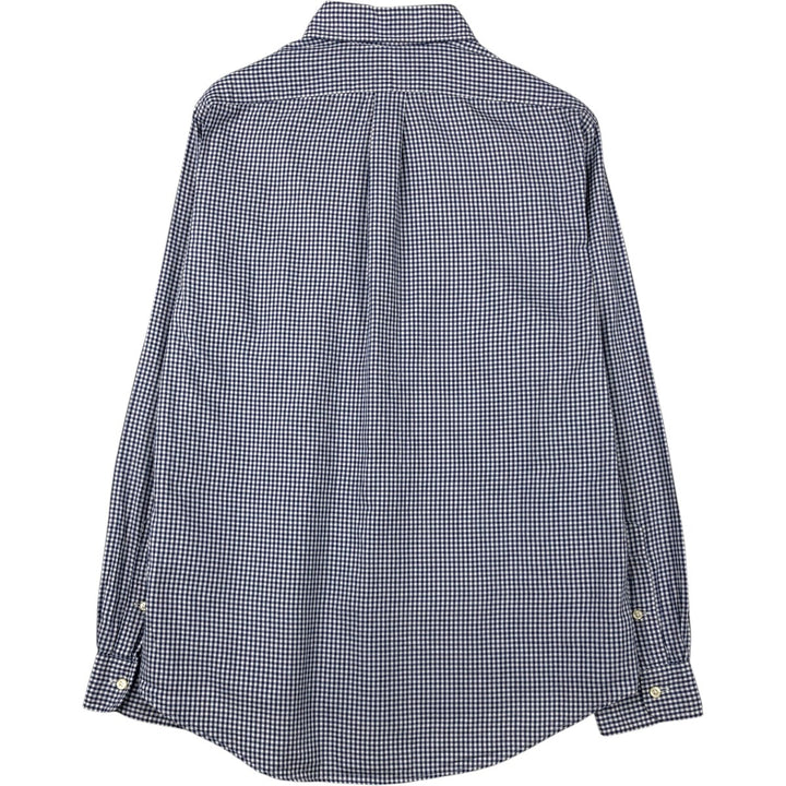 Ralph Lauren POLO by Ralph Lauren Gingham Check Long-Sleeve Button-Down Check Shirt, Men's Size L (approx.) cotton blue type Vintage Second Hand