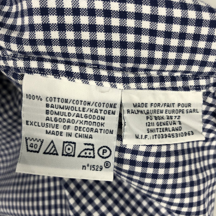Ralph Lauren POLO by Ralph Lauren Gingham Check Long-Sleeve Button-Down Check Shirt, Men's Size L (approx.) cotton blue type Vintage Second Hand