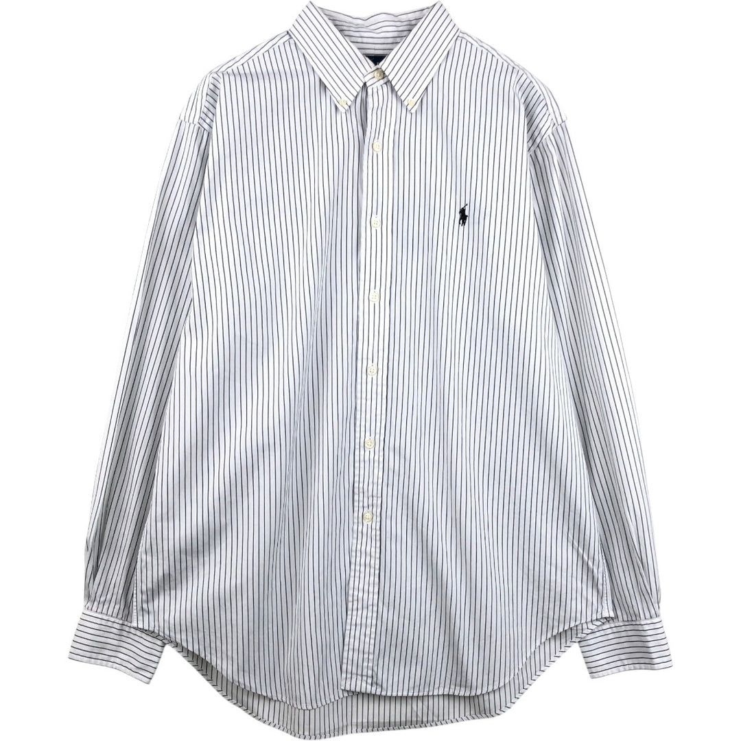 Ralph Lauren Classic Fit Long Sleeve Button Down Striped Shirt, Men's Size L cotton black type Vintage Second Hand