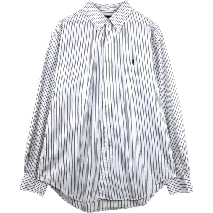 Ralph Lauren Classic Fit Long Sleeve Button Down Striped Shirt, Men's Size L cotton black type Vintage Second Hand