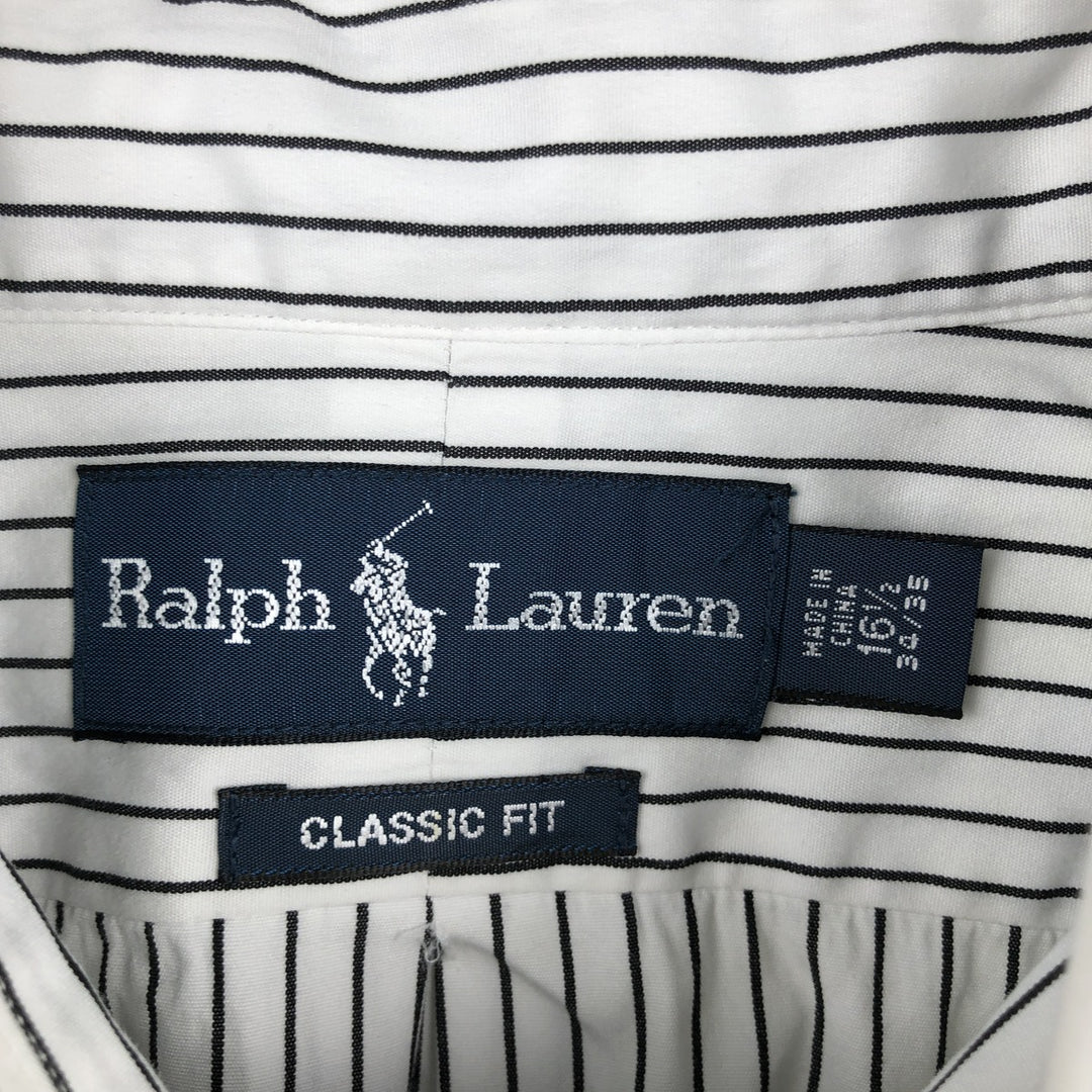 Ralph Lauren Classic Fit Long Sleeve Button Down Striped Shirt, Men's Size L cotton black type Vintage Second Hand