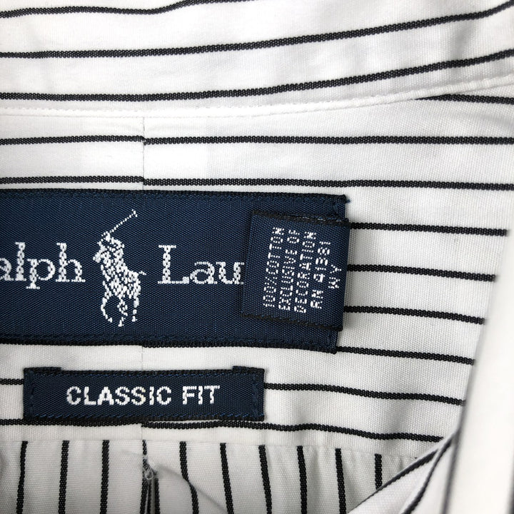 Ralph Lauren Classic Fit Long Sleeve Button Down Striped Shirt, Men's Size L cotton black type Vintage Second Hand