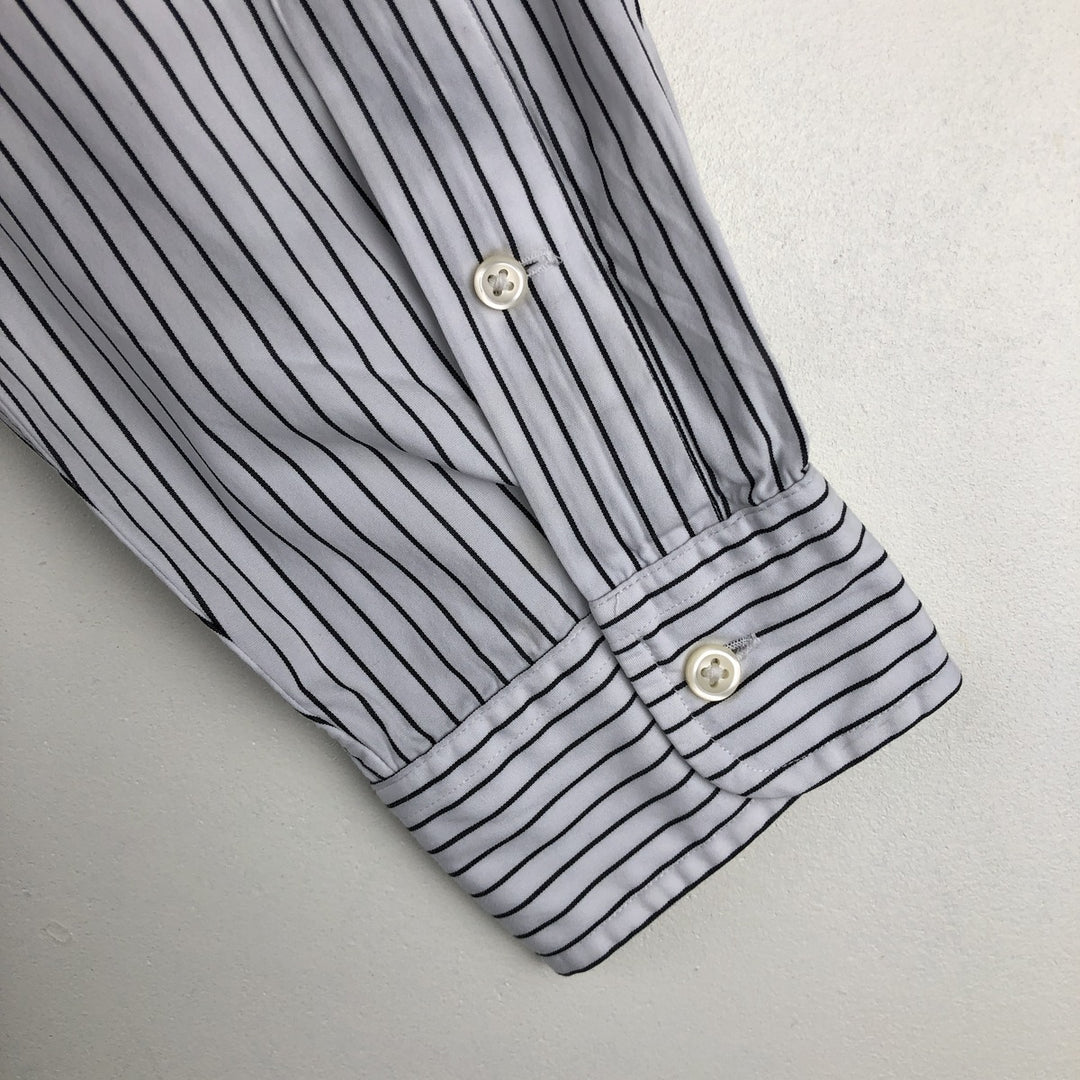 Ralph Lauren Classic Fit Long Sleeve Button Down Striped Shirt, Men's Size L cotton black type Vintage Second Hand