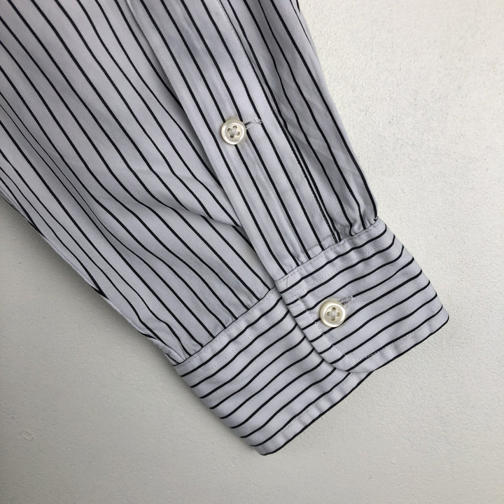 Ralph Lauren Classic Fit Long Sleeve Button Down Striped Shirt, Men's Size L cotton black type Vintage Second Hand