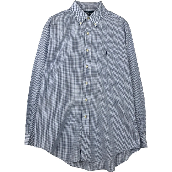 Ralph Lauren YARMOUTH Long Sleeve Button-Down Check Shirt, Men's Size L cotton blue type Vintage Second Hand