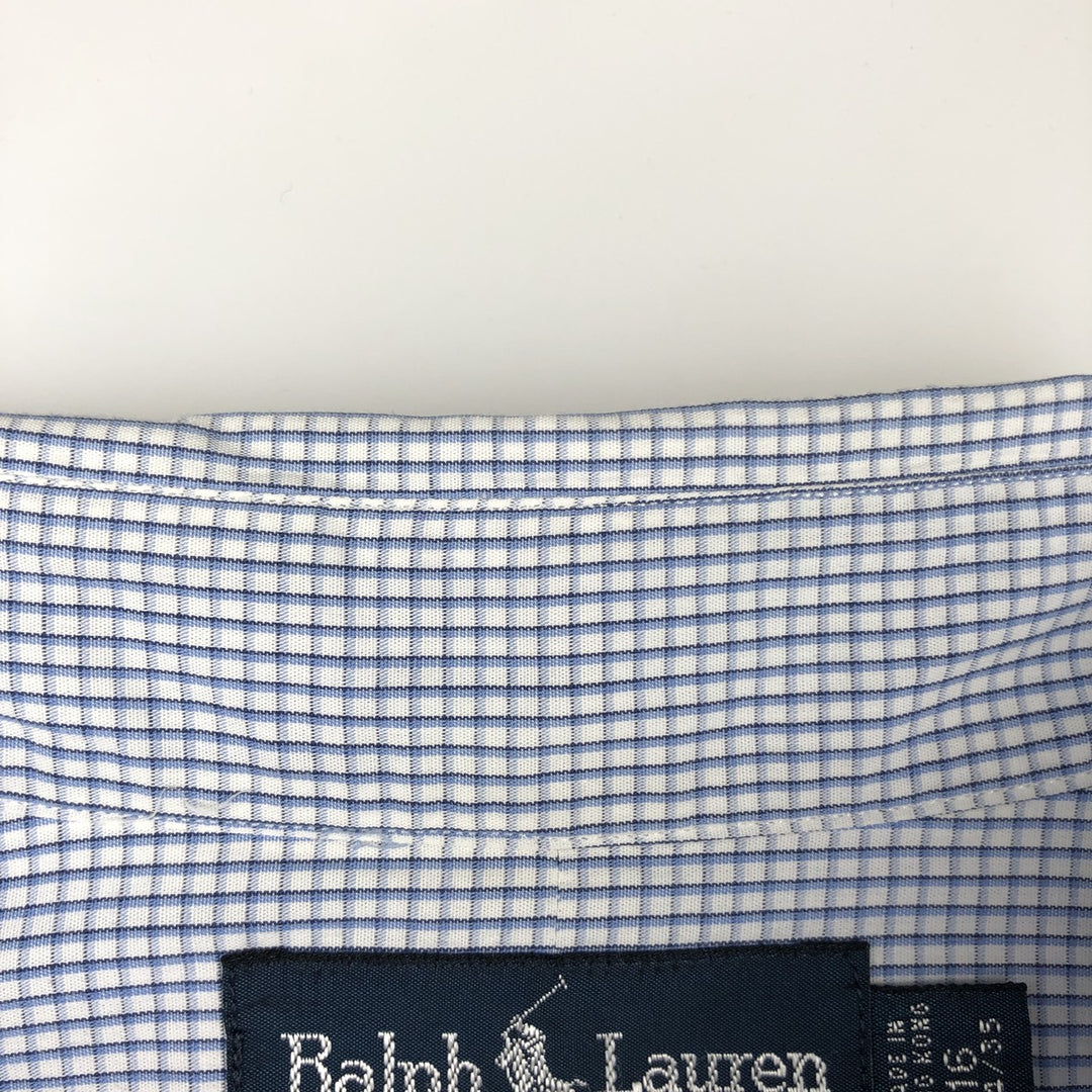 Ralph Lauren YARMOUTH Long Sleeve Button-Down Check Shirt, Men's Size L cotton blue type Vintage Second Hand