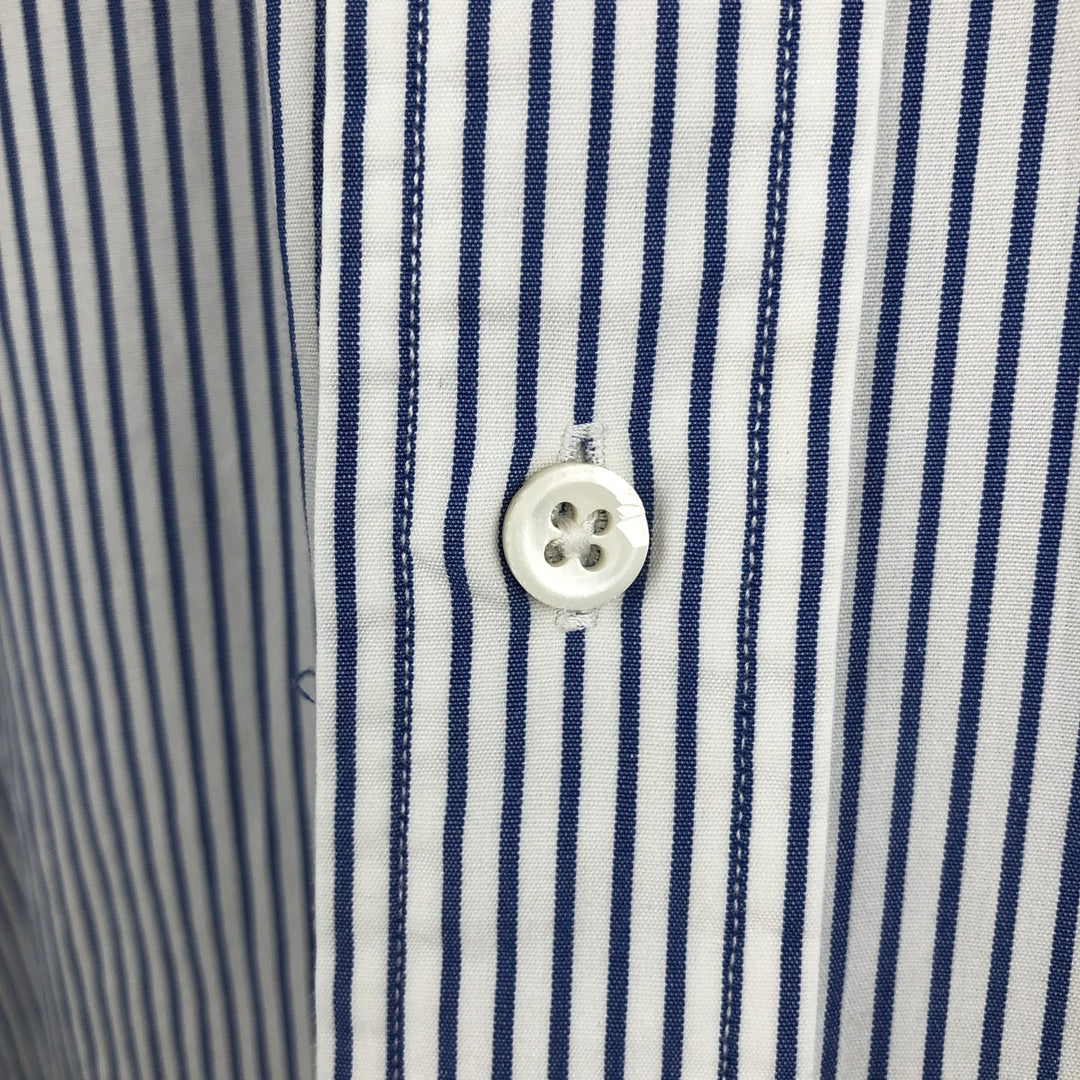 Ralph Lauren POLO by Ralph Lauren Long-Sleeve Cotton Stripe Shirt, Men's Size L (Equivalent), Regular Collar cotton blue type Vintage Second Hand