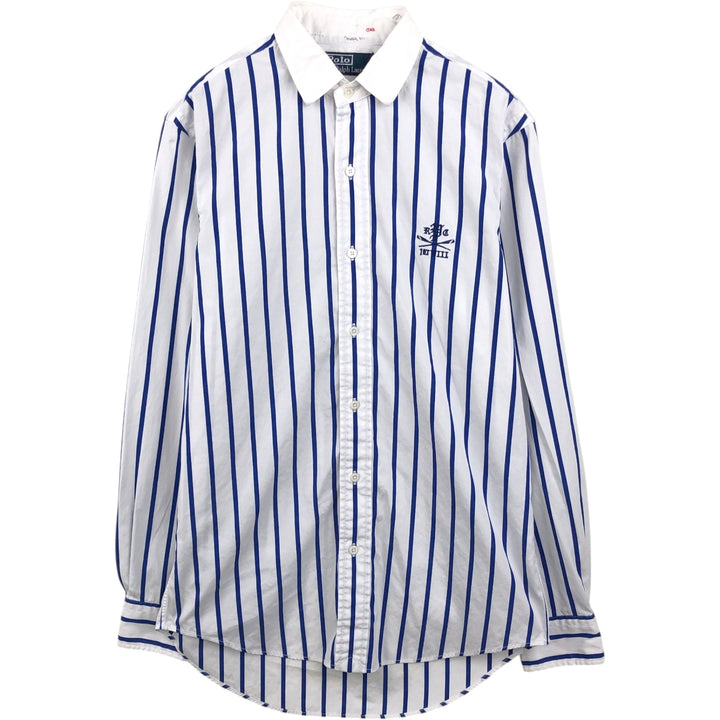 Ralph Lauren POLO by Ralph Lauren Long-Sleeve Cotton Stripe Shirt, Men's Size S (approx.) cotton white type Vintage Second Hand