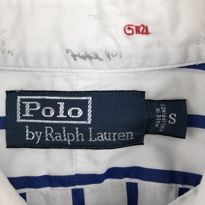 Ralph Lauren POLO by Ralph Lauren Long-Sleeve Cotton Stripe Shirt, Men's Size S (approx.) cotton white type Vintage Second Hand