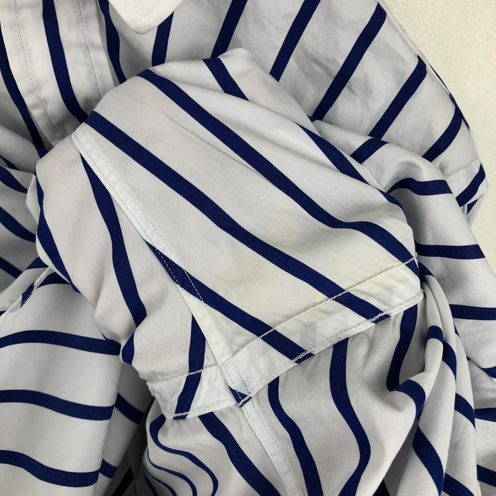 Ralph Lauren POLO by Ralph Lauren Long-Sleeve Cotton Stripe Shirt, Men's Size S (approx.) cotton white type Vintage Second Hand