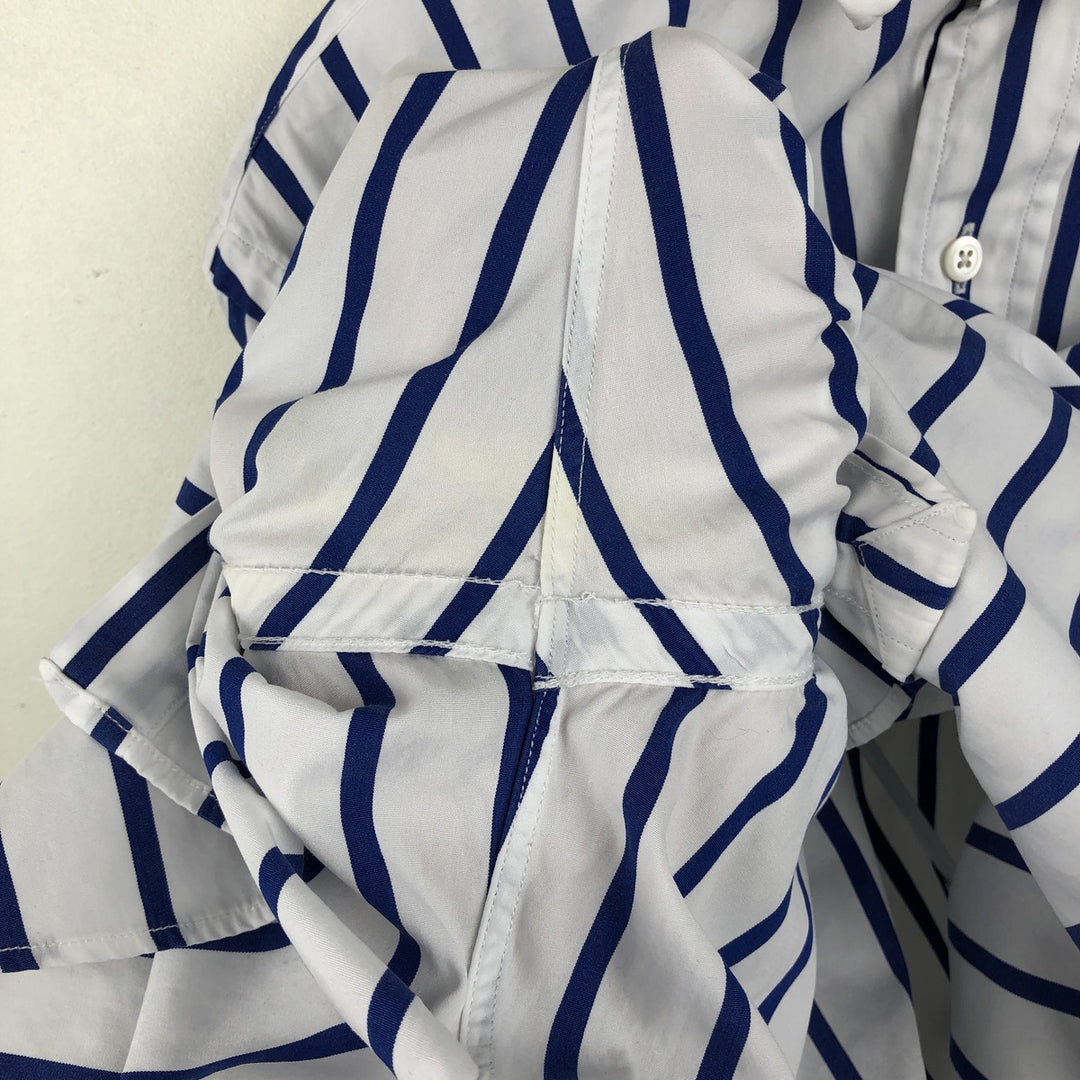 Ralph Lauren POLO by Ralph Lauren Long-Sleeve Cotton Stripe Shirt, Men's Size S (approx.) cotton white type Vintage Second Hand