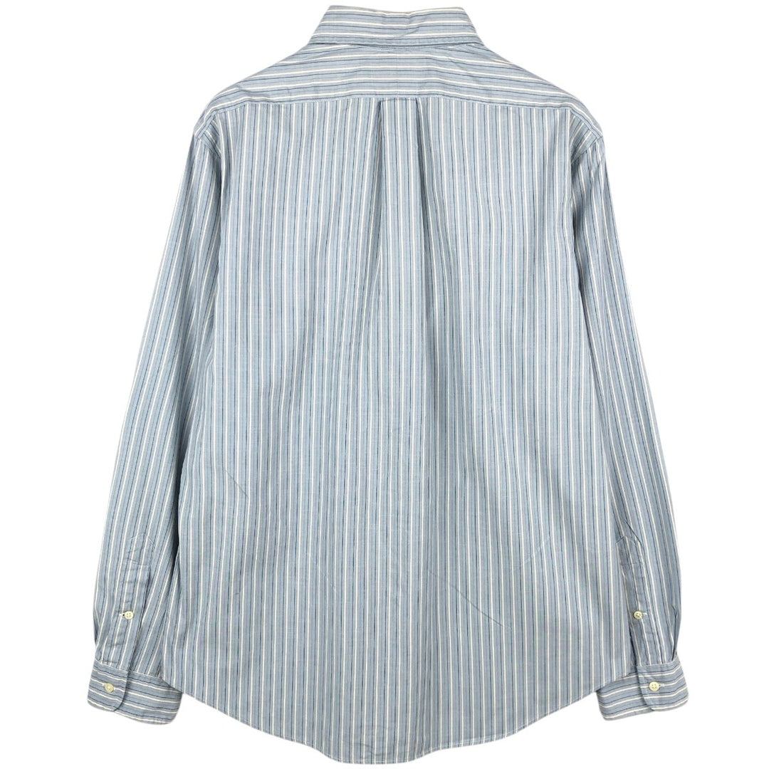 Ralph Lauren CUSTOM FIT long sleeve button down striped shirt men's size L cotton Blue type light blue Vintage Second Hand