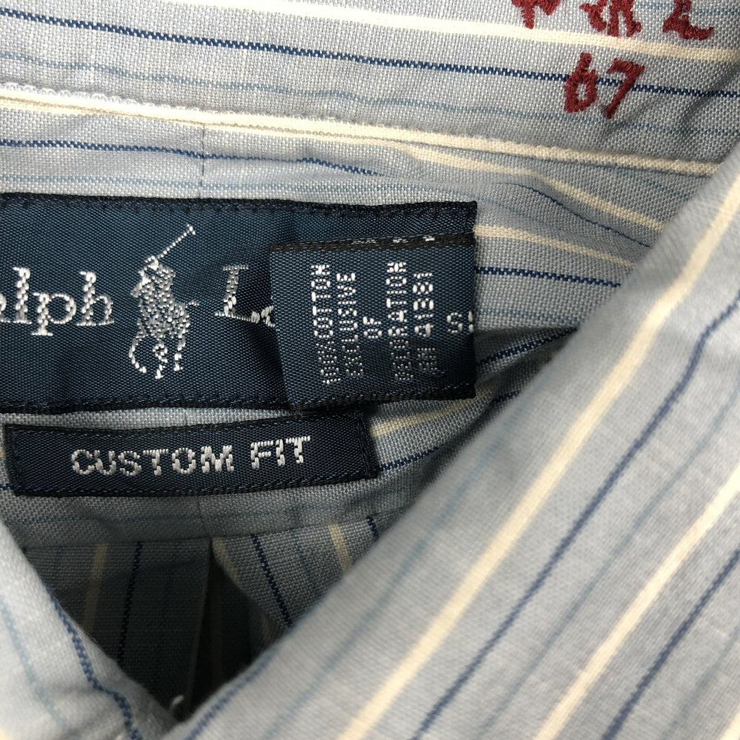 Ralph Lauren CUSTOM FIT long sleeve button down striped shirt men's size L cotton Blue type light blue Vintage Second Hand